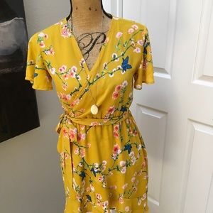 NWOT Sunflower yellow flutter sleeved mini dress